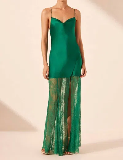 Shona Joy Elle Silk Lace Slip Dress In Emerald In Green