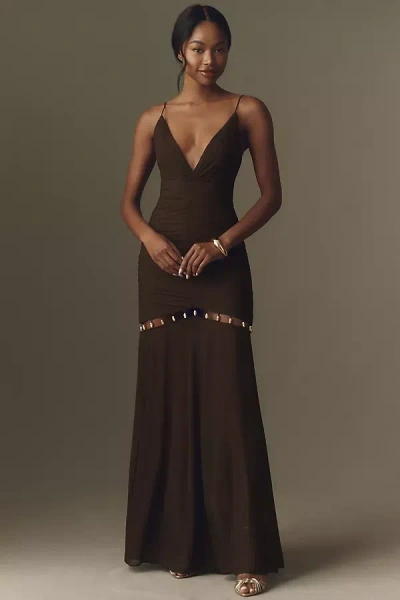 Shona Joy Emilie Gathered Maxi Dress In Brown