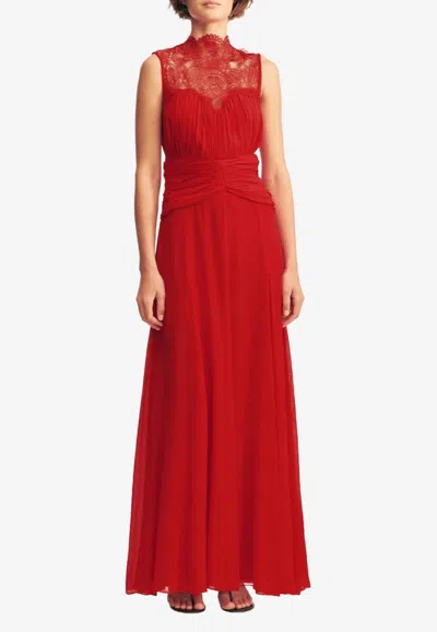 Shona Joy Emory Ruched Maxi Dress In Red