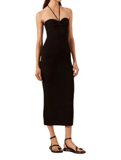 Shona Joy Eve Twist Front Halter Midi Dress In Black