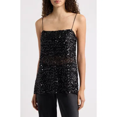 Shona Joy Everly Sequin Longline Camisole In Black