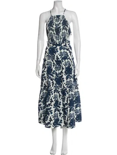 Pre-owned Shona Joy Floral Print Long Dress In Blue