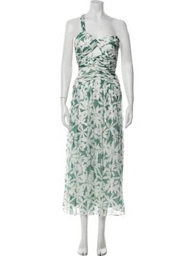 Pre-owned Shona Joy Floral Print Long Dress In Green