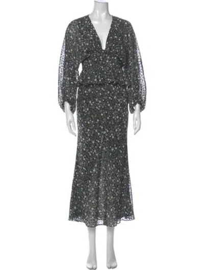 Pre-owned Shona Joy Floral Print Long Dress In Multi