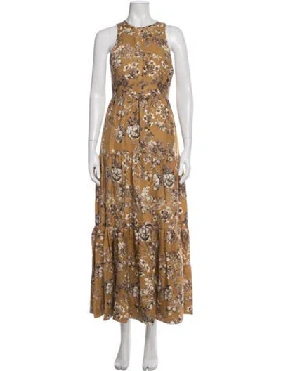 Pre-owned Shona Joy Floral Print Long Dress In Multicolor