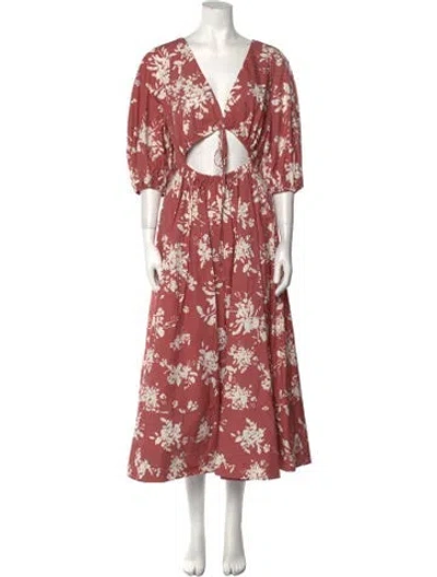 Pre-owned Shona Joy Floral Print Long Dress In Pink