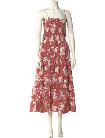 Pre-owned Shona Joy Floral Print Long Dress In Pink