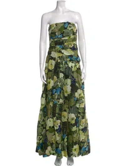 Pre-owned Shona Joy Floral Print Long Dress W/ Tags In Green