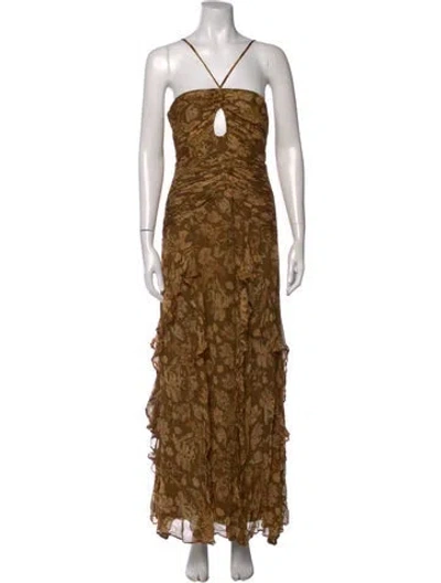 Pre-owned Shona Joy Floral Print Long Dress W/ Tags In Neutral