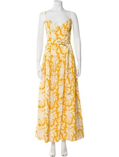 Pre-owned Shona Joy Floral Print Long Dress In Yellow