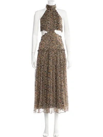 Pre-owned Shona Joy Floral Print Midi Length Dress In Black