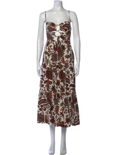 Pre-owned Shona Joy Floral Print Midi Length Dress In Neutral