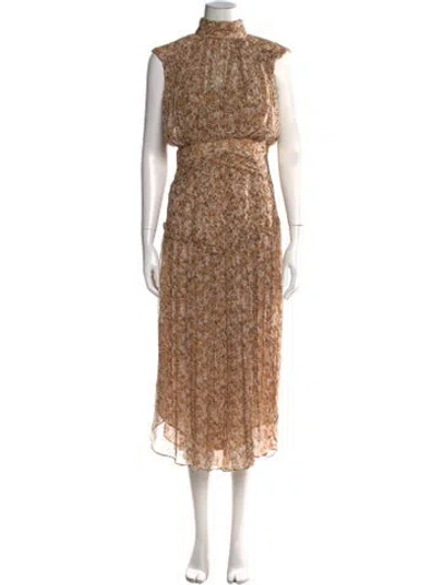 Pre-owned Shona Joy Floral Print Midi Length Dress In Neutral