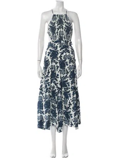 Pre-owned Shona Joy Floral Print Midi Length Dress W/ Tags In Blue