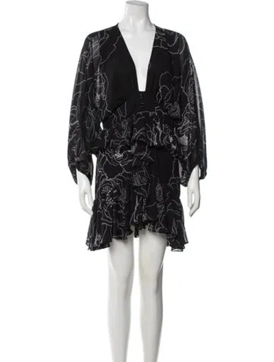 Pre-owned Shona Joy Floral Print Mini Dress In Black