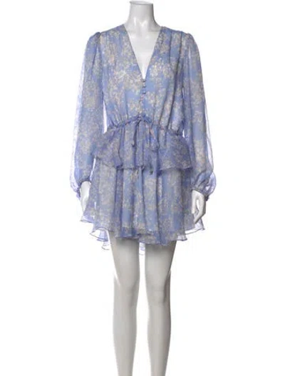 Pre-owned Shona Joy Floral Print Mini Dress In Blue