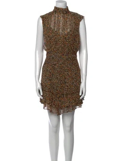 Pre-owned Shona Joy Floral Print Mini Dress In Brown