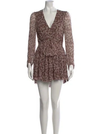 Pre-owned Shona Joy Floral Print Mini Dress In Brown