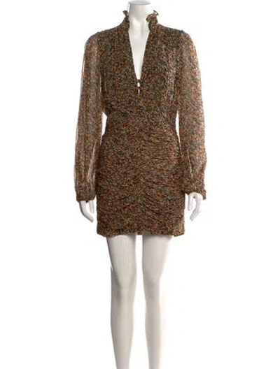 Pre-owned Shona Joy Floral Print Mini Dress In Brown