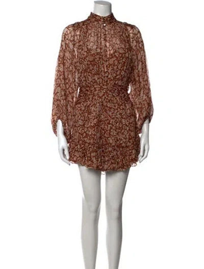 Pre-owned Shona Joy Floral Print Mini Dress In Brown
