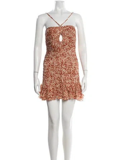 Pre-owned Shona Joy Floral Print Mini Dress In Brown/neutrals