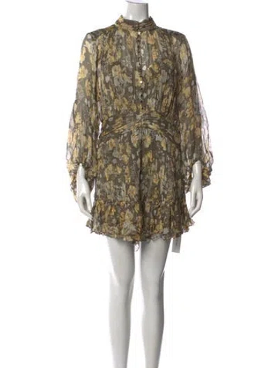 Pre-owned Shona Joy Floral Print Mini Dress In Green