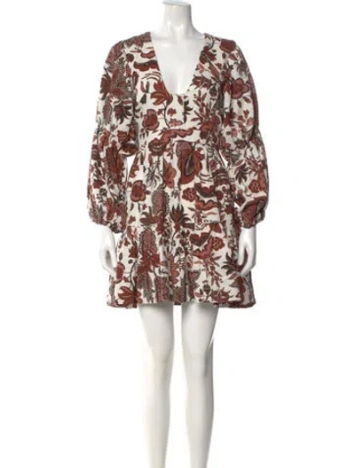 Pre-owned Shona Joy Floral Print Mini Dress In Neutral