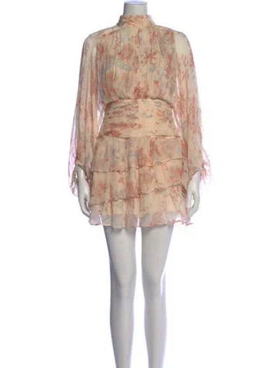 Pre-owned Shona Joy Floral Print Mini Dress In Neutral