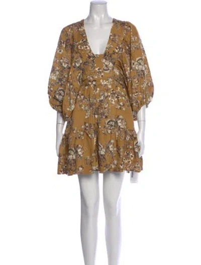 Pre-owned Shona Joy Floral Print Mini Dress In Neutral