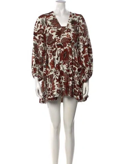 Pre-owned Shona Joy Floral Print Mini Dress In Neutrals