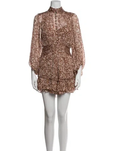 Pre-owned Shona Joy Floral Print Mini Dress In Neutrals