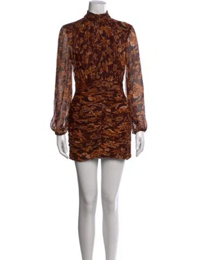 Pre-owned Shona Joy Floral Print Mini Dress In Orange