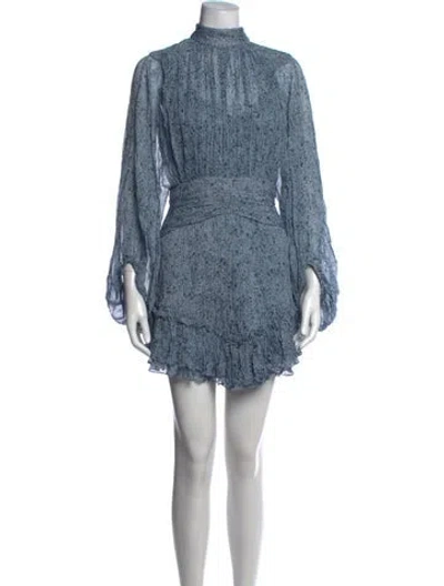 Pre-owned Shona Joy Floral Print Mini Dress W/ Tags In Blue