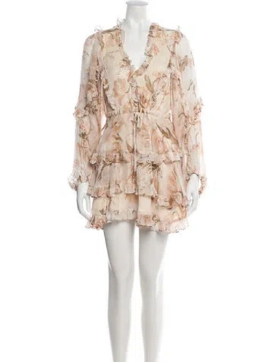 Pre-owned Shona Joy Floral Print Mini Dress W/ Tags In Neutral