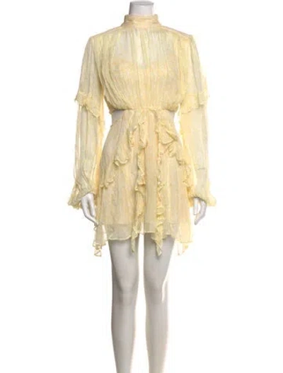 Pre-owned Shona Joy Floral Print Mini Dress W/ Tags In Yellow