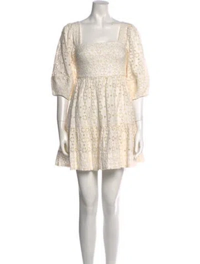 Pre-owned Shona Joy Floral Print Mini Dress In White