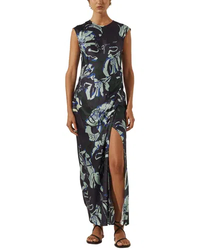 Shona Joy Franco Silk Side Split Maxi Dress In Black