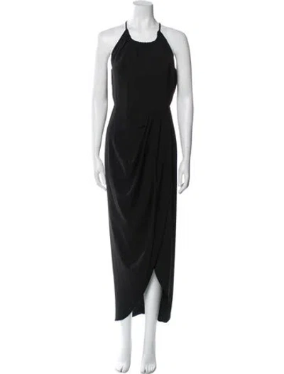 Pre-owned Shona Joy Halterneck Long Dress In Black