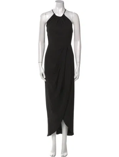 Pre-owned Shona Joy Halterneck Long Dress In Black