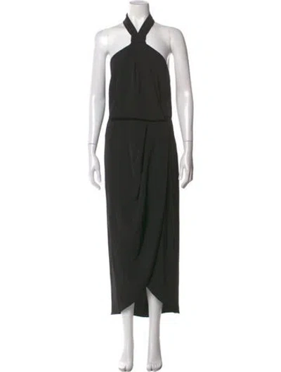 Pre-owned Shona Joy Halterneck Long Dress In Black