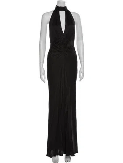 Pre-owned Shona Joy Halterneck Long Dress In Black