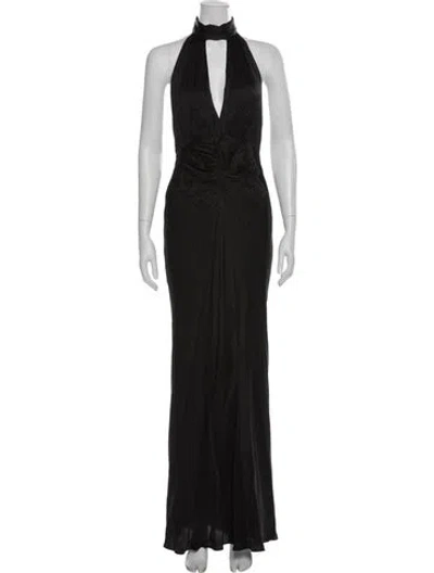 Pre-owned Shona Joy Halterneck Long Dress In Black
