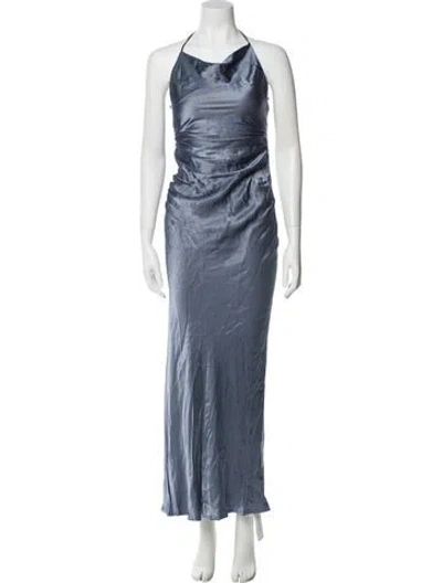 Pre-owned Shona Joy Halterneck Long Dress In Blue