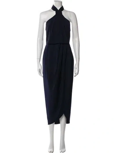 Pre-owned Shona Joy Halterneck Long Dress In Blue