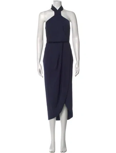 Pre-owned Shona Joy Halterneck Long Dress In Blue
