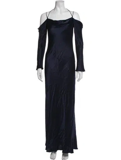 Pre-owned Shona Joy Halterneck Long Dress In Blue