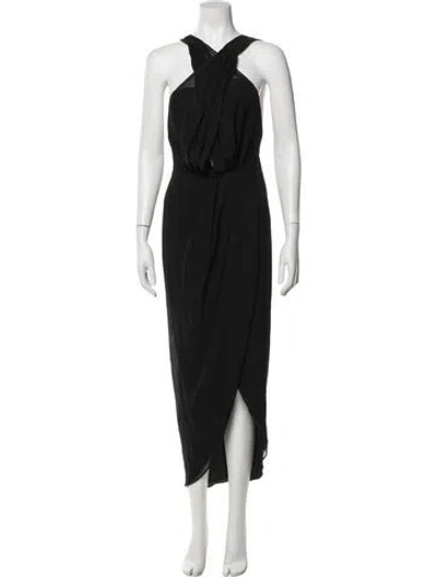 Pre-owned Shona Joy Halterneck Long Dress In Gray