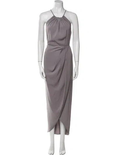Pre-owned Shona Joy Halterneck Long Dress In Gray