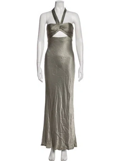 Pre-owned Shona Joy Halterneck Long Dress In Gray