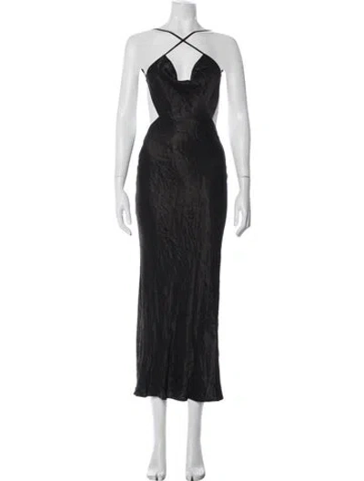 Pre-owned Shona Joy Halterneck Long Dress In Gray